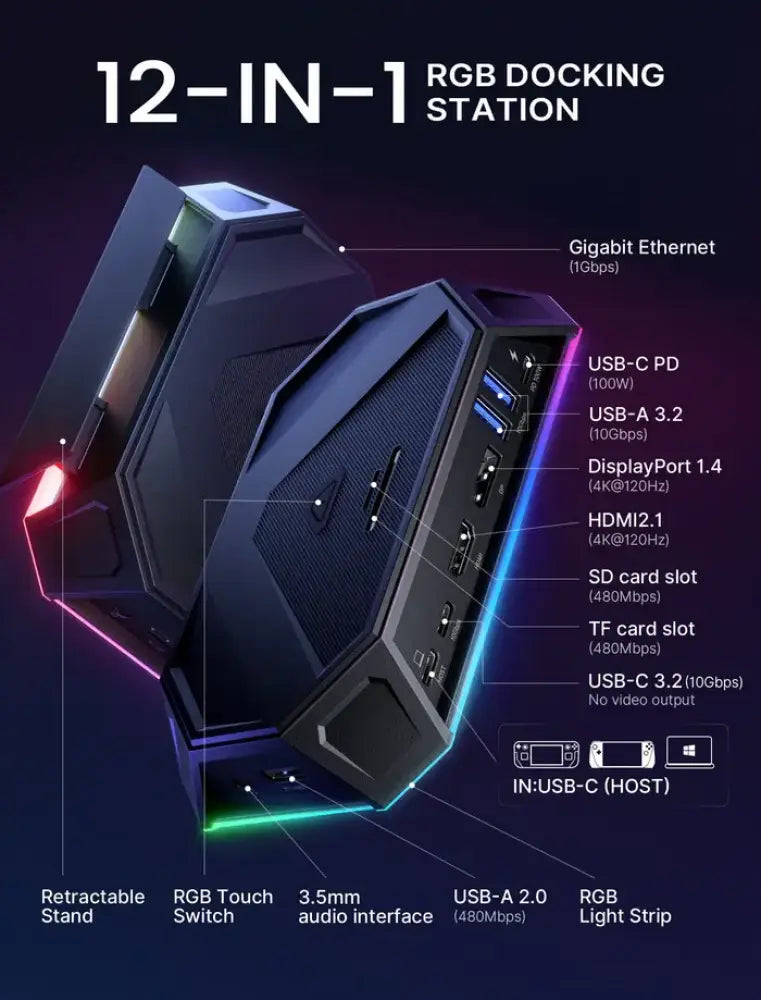 وصلة احترافية من JSAUX RGB Hub Dock