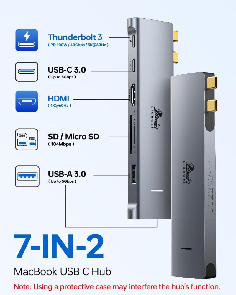 محول موزع USB C لماك بوك برو/اير