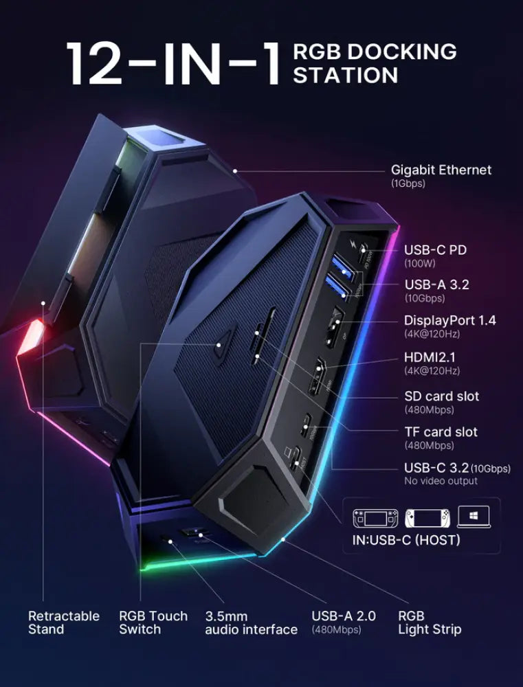 وصلة احترافية من JSAUX RGB Hub Dock