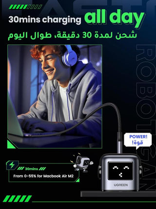 شاحن بقدرة 65 واط ب3 منافذ من يوجرين